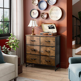 WLIVE dresser rustic brown wood grain highlights versatile room styling.