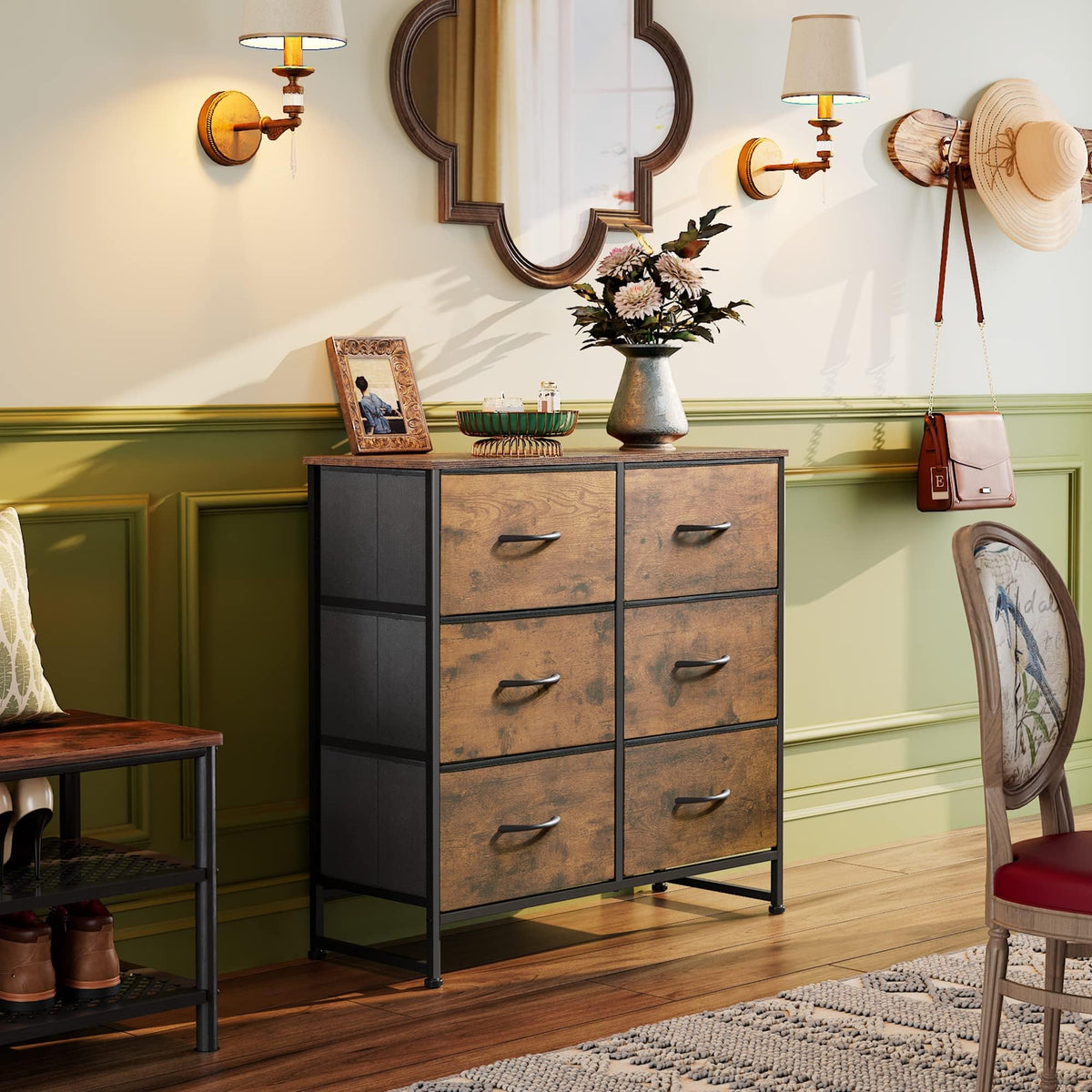WLIVE dresser steel frame detail shows sturdy construction and longevity.