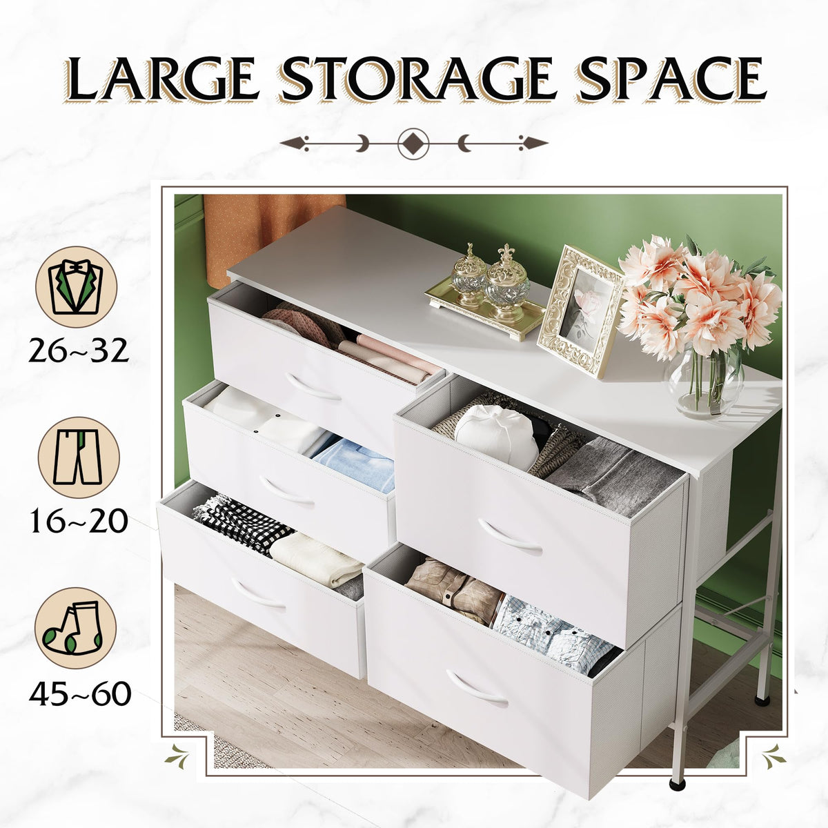WLIVE dresser steel frame detail highlighting durable construction
