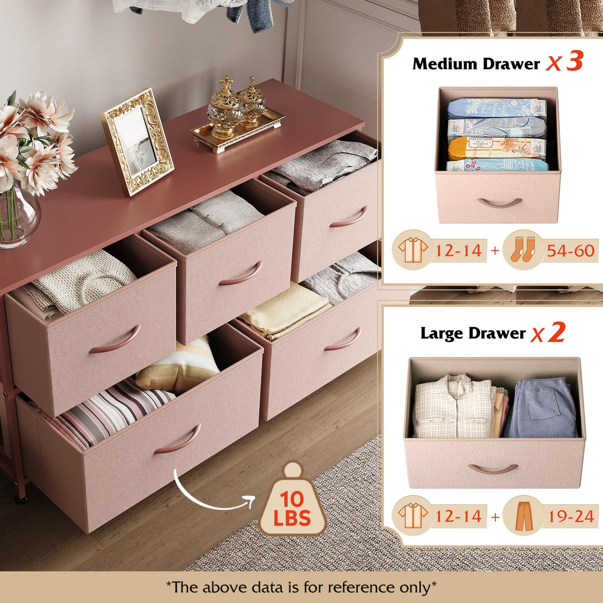 WLIVE dresser steel frame shown for durable everyday use.