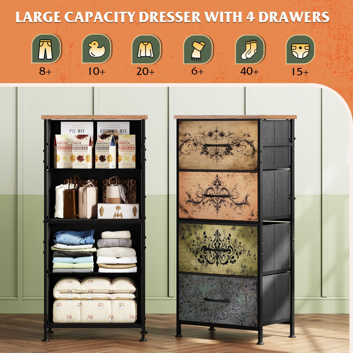 WLIVE dresser wood top used as a display area for decor