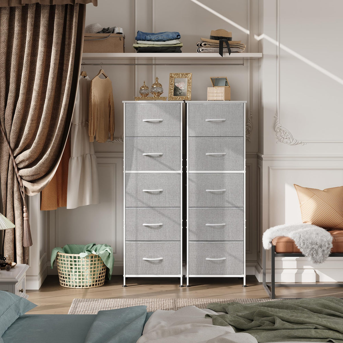 WLIVE dresser with X-shaped back for added stability in busy bedrooms.