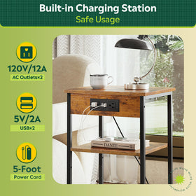 WLIVE end table compact dimensions fit small spaces beside bed
