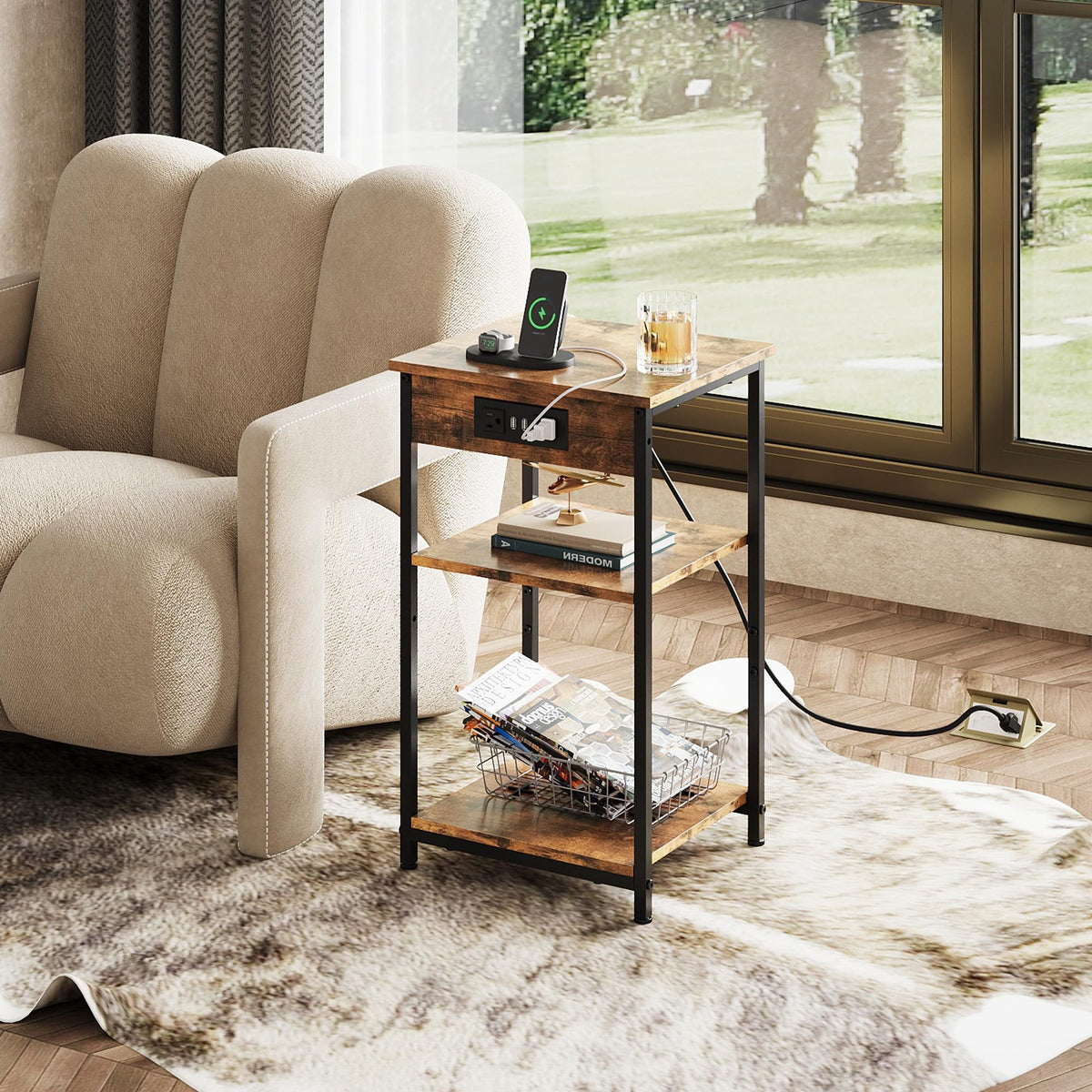 WLIVE rustic brown end table decor complements living spaces