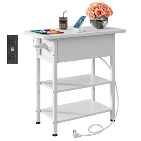 WLIVE end table with charging station and USB ports keeps devices powered and within reach.