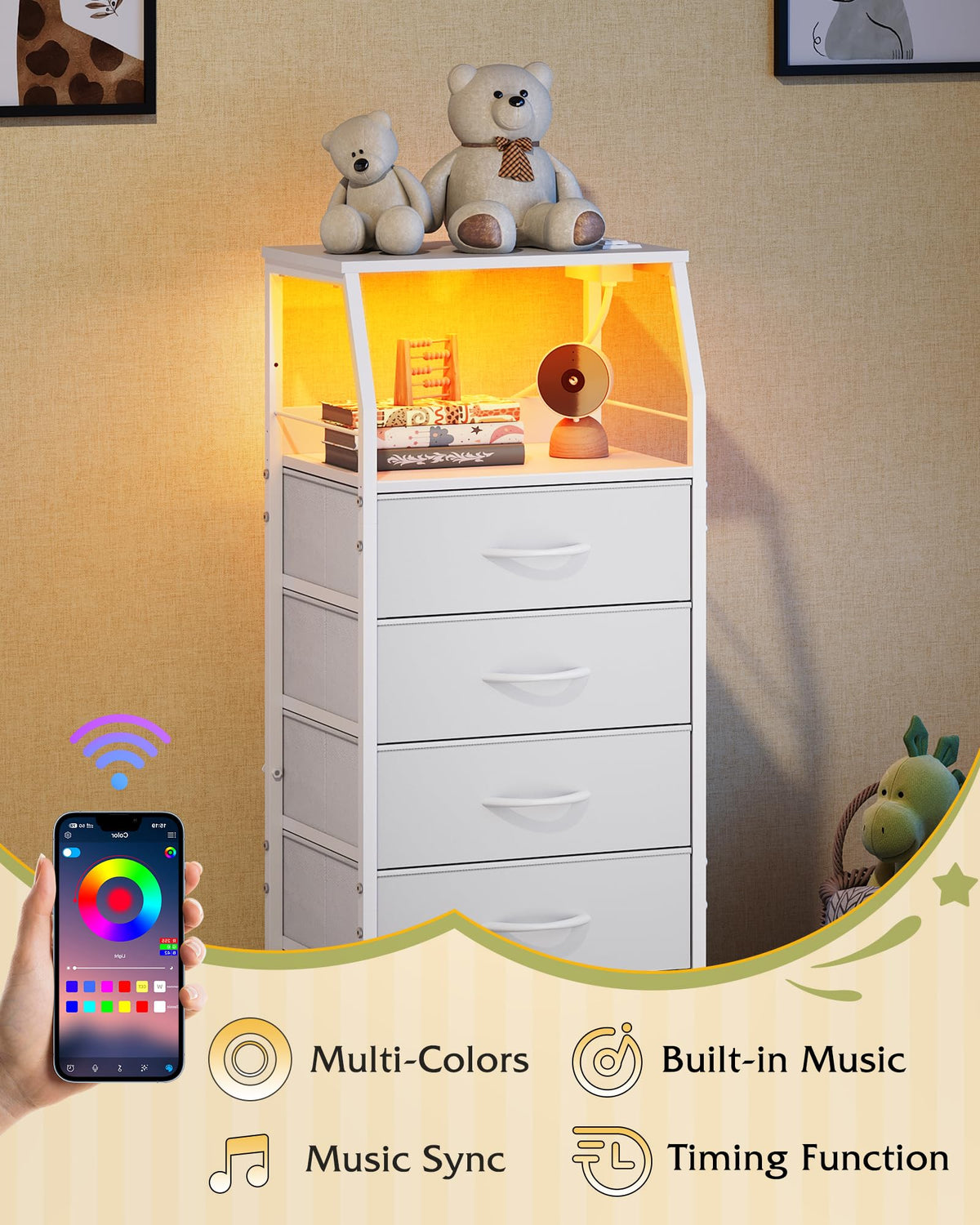 WLIVE fabric drawers organize clothes and accessories neatly.