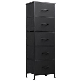 WLIVE fabric dresser with five drawers and charcoal top keeps clothing neatly organized
