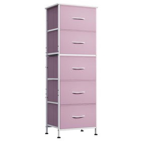 WLIVE fabric dresser with five drawers keeping bedroom items organized