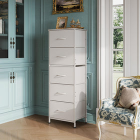 WLIVE fabric dresser with five drawers keeps clothing neatly organized