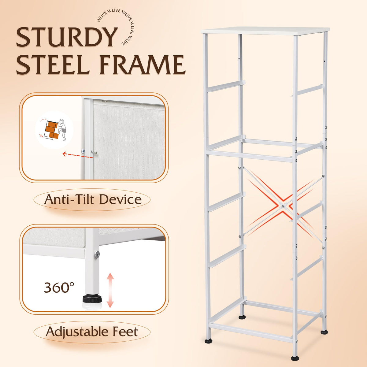 WLIVE dresser adjustable feet protect floors on uneven surfaces