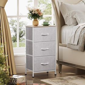 WLIVE fabric dresser-style nightstand with easy-pull handles for effortless daily access.