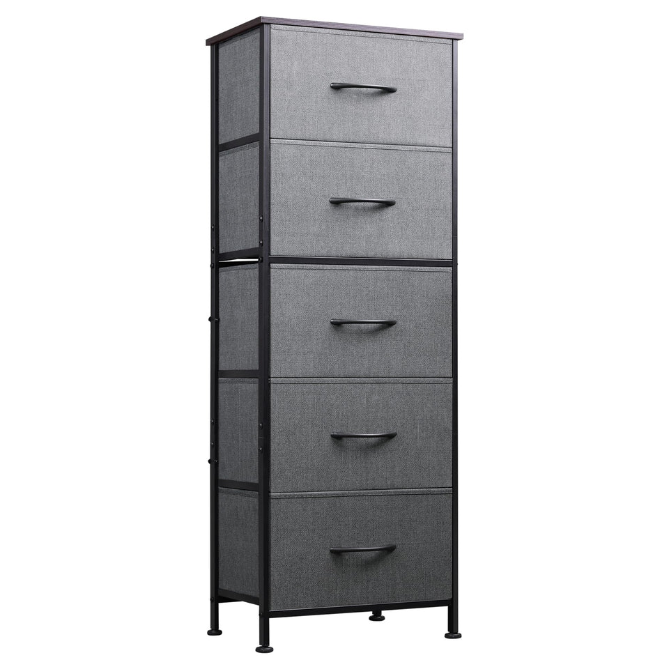 WLIVE fabric dresser with wood top offers sturdy storage surface.