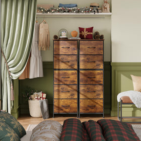 WLIVE wood-top fabric dresser provides a sturdy surface for lamps and decor.