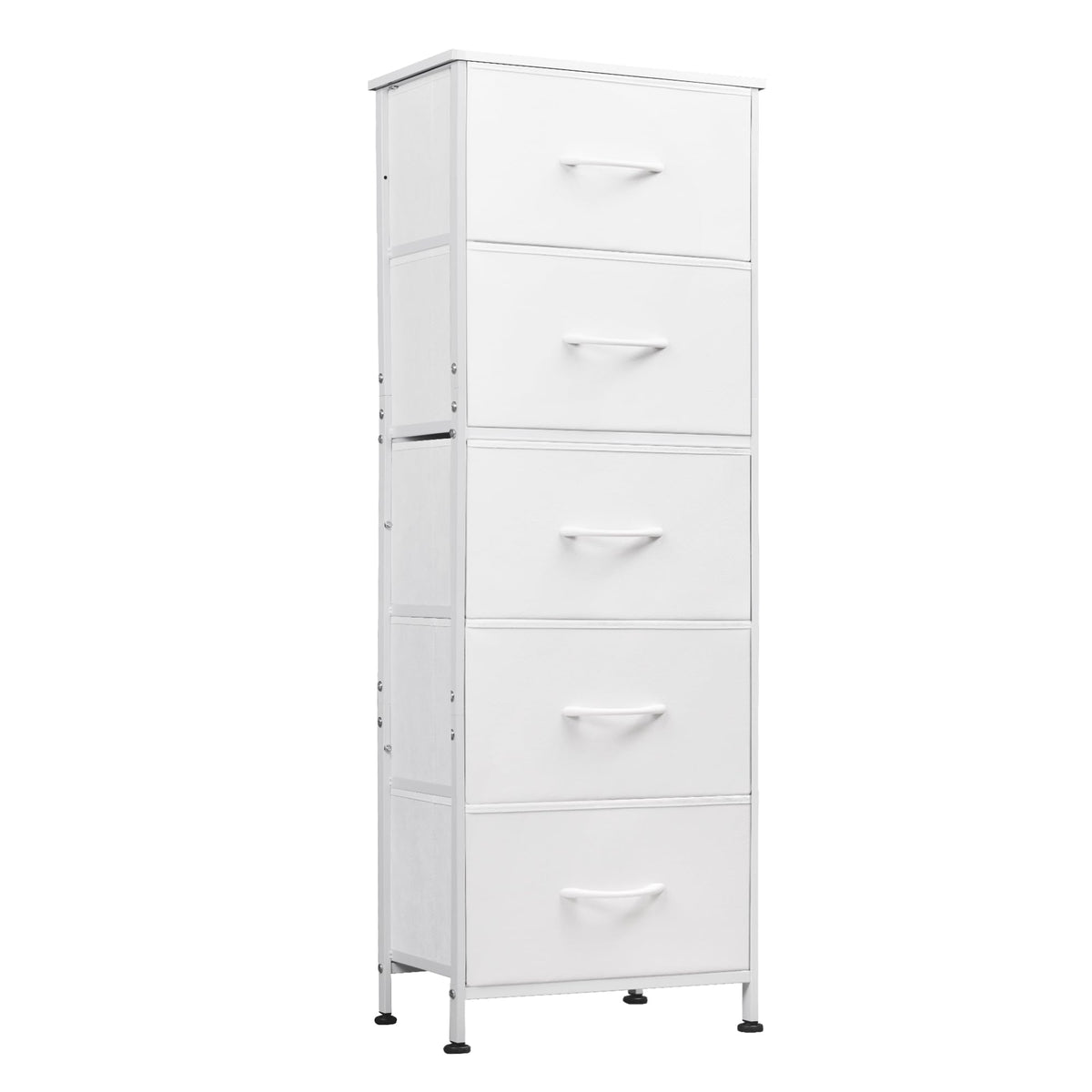 WLIVE fabric dresser with wood top serves as sturdy surface for lamps and decor