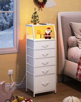WLIVE LED nightstand showing charging ports for convenient device powering at night.