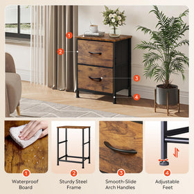 WLIVE night stand adjustable-feet ensure level placement on uneven floors.
