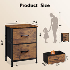 WLIVE night stand two fabric drawers keep bedtime essentials organized and within reach.