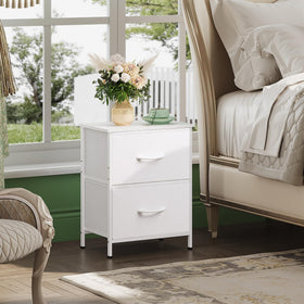 WLIVE night stand fabric drawers offer removable storage for compact spaces.