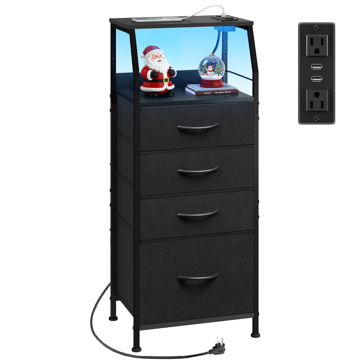 WLIVE night stand LED-drawers provide ambient lighting and organized storage.