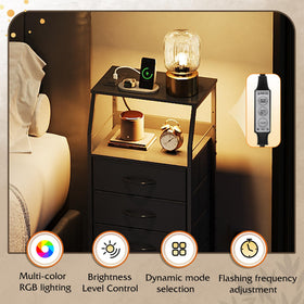 WLIVE night-stand open-shelves provide space for clocks and devices.