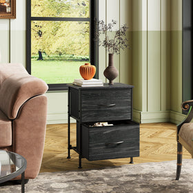 WLIVE Night Stand storage drawers help reduce clutter by the bed.