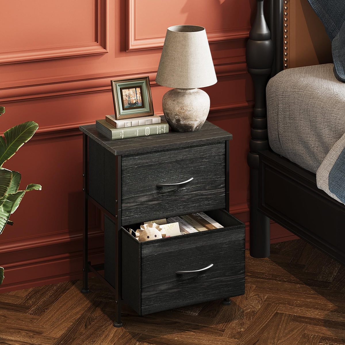 WLIVE night stand fits small spaces like dorm rooms or apartments.