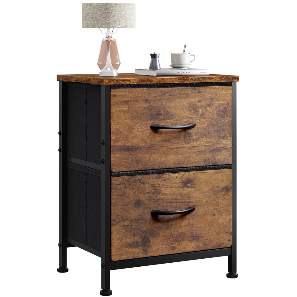 WLIVE night stand with wood top offers a durable surface for laptops and books.