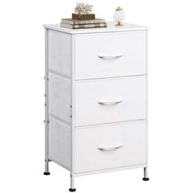WLIVE nightstand with 3 drawers and wood top for organized bedroom storage.