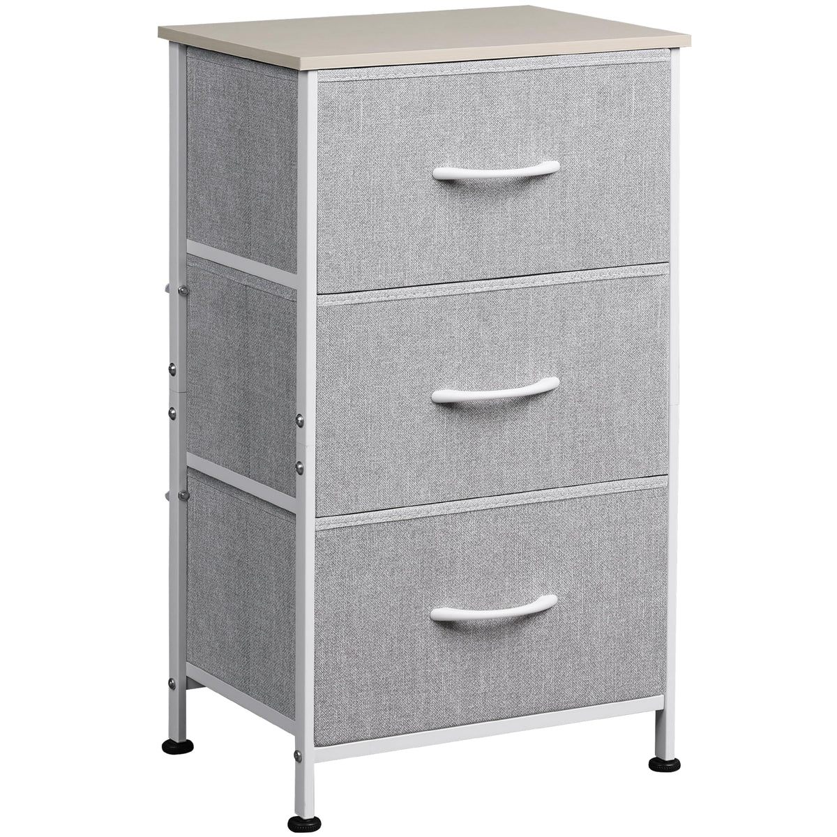 WLIVE nightstand with 3 drawers and wood top for organized bedroom storage and display.