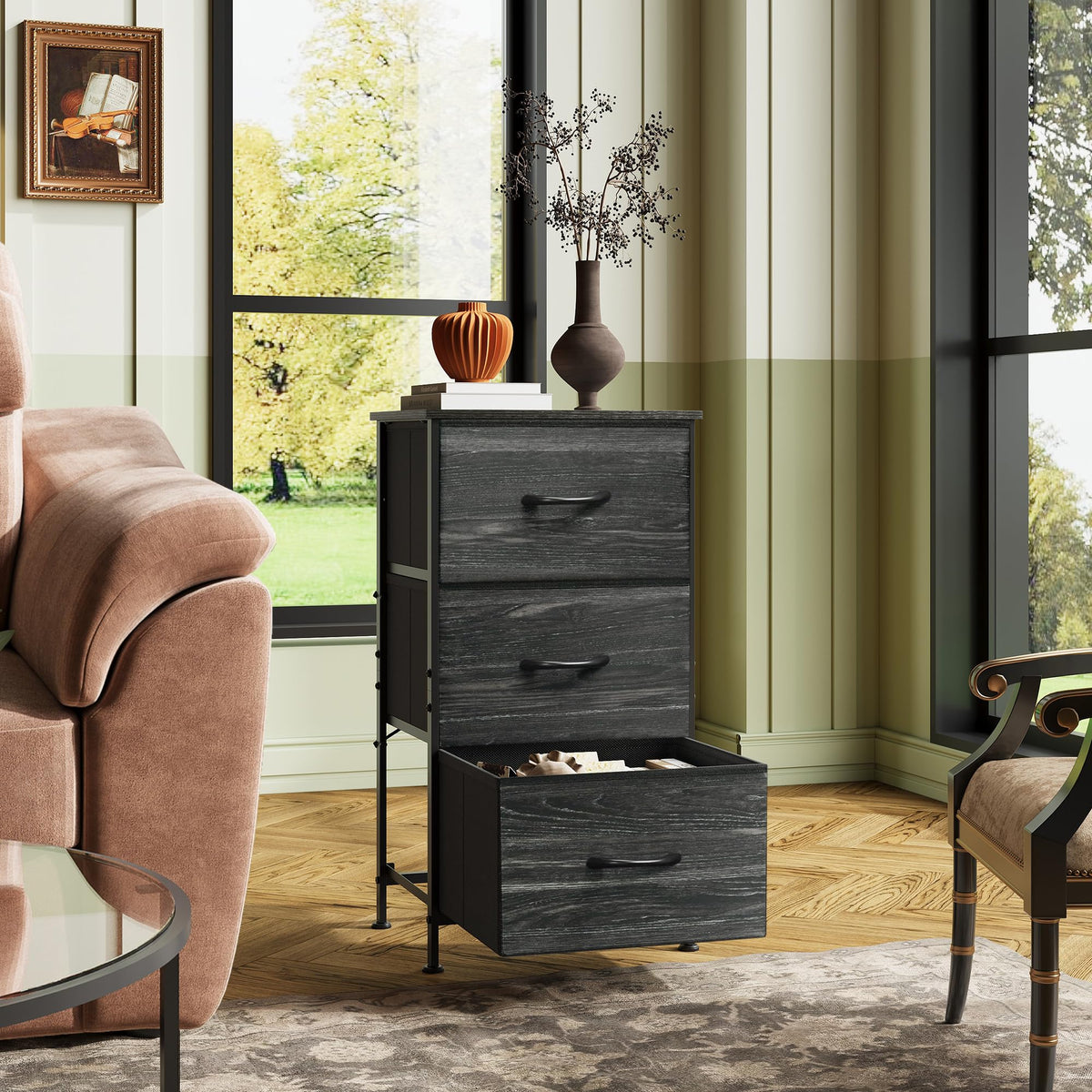 WLIVE drawers with easy-pull handles for smooth opening and closing.