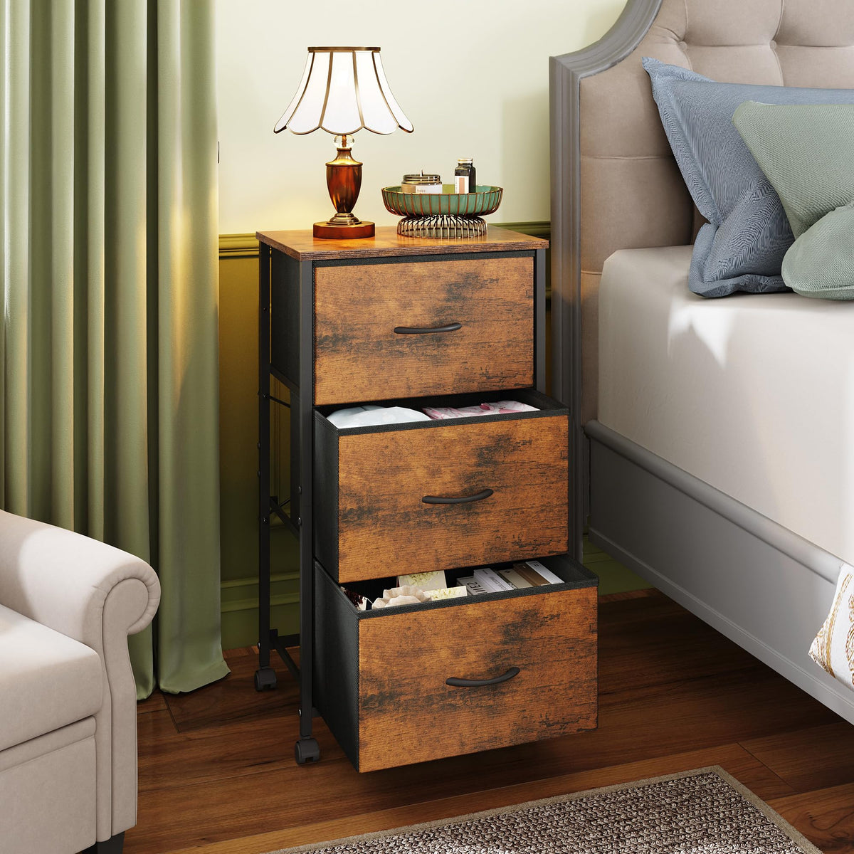 WLIVE fabric nightstand texture ideal for bedside organization and soft materials