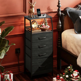 WLIVE nightstand with adjustable LED brightness for ambient lighting.