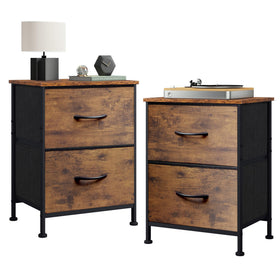 WLIVE nightstand with wooden top provides a sturdy surface for lamp and essentials.