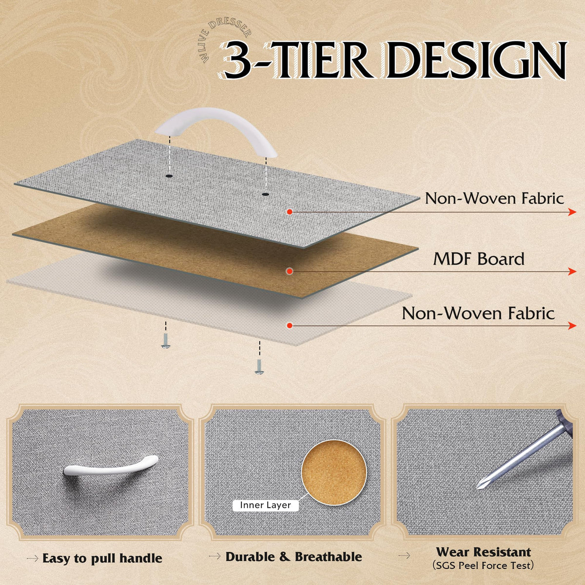 WLIVE removable foldable drawers simplify organization and customization.