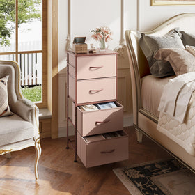 WLIVE steel-frame dresser with wood top provides sturdy surface for decor