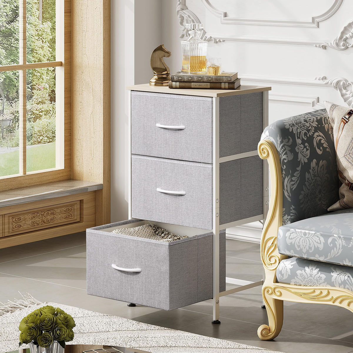 WLIVE sturdy steel frame supports lamps and decor with lasting stability.