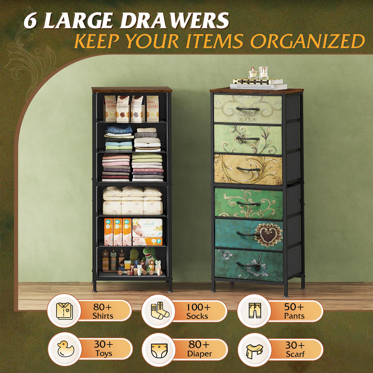Anti-tilt WLIVE dresser securely mounts to wall for safety