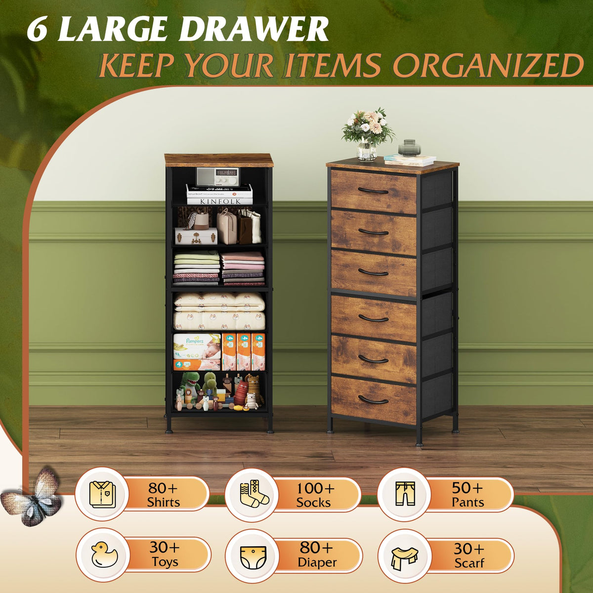 WLIVE tall dresser anti-tilt wall brace for added safety