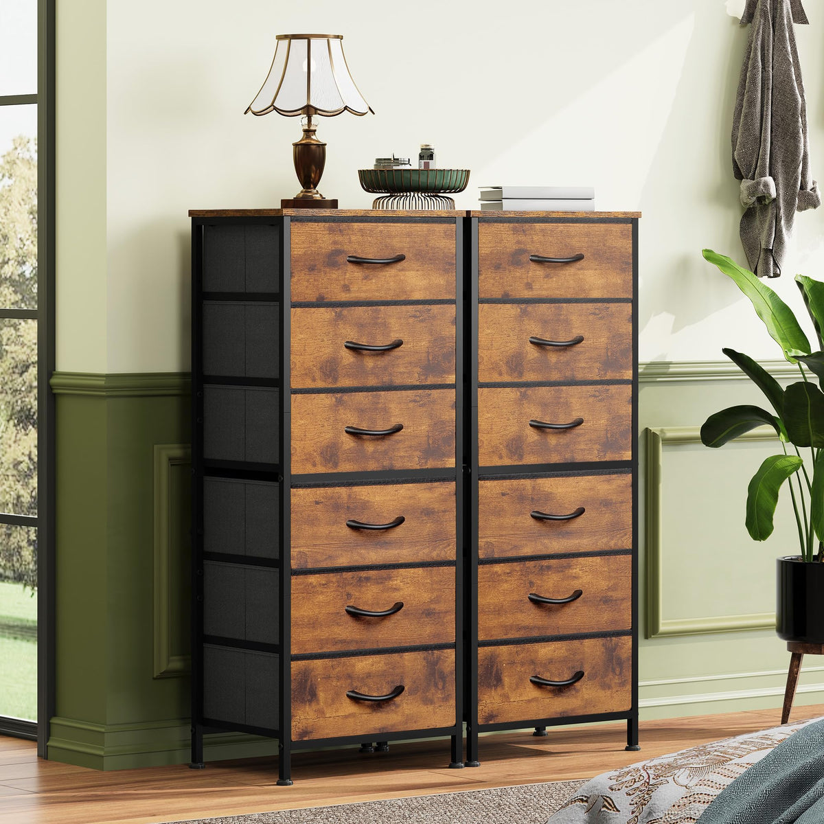 WLIVE tall dresser fabric drawers six-unit storage for clothes