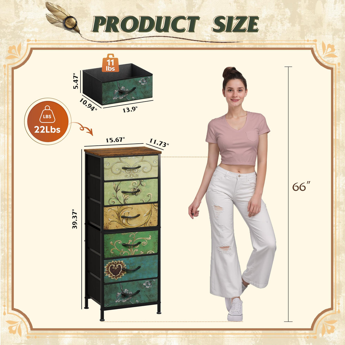 Smooth sliding drawers and curved handles on the WLIVE dresser