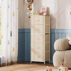 WLIVE tall dresser with wood top offers sturdy surface for lamps.