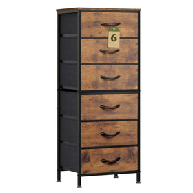 WLIVE tall dresser with wood top showing display space and rustic finish