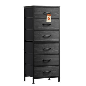 WLIVE tall dresser with woodtop in charcoal wood grain adds stylish storage.