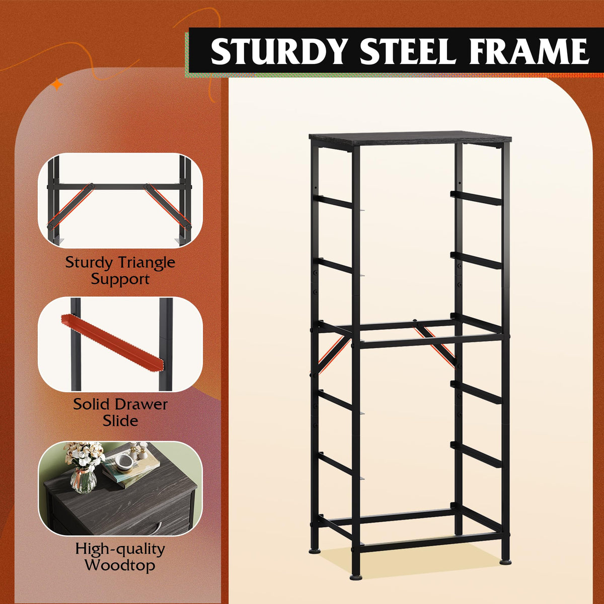 WLIVE woodtop provides a convenient space for display and daily items.