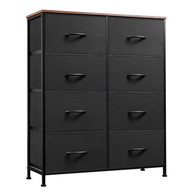 WLIVE tall fabric dresser with wood top offers spacious 8-drawer storage for bedrooms.