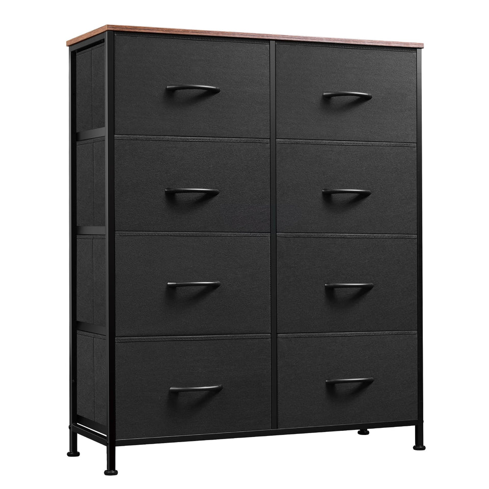 WLIVE tall fabric dresser with wood top offers spacious 8-drawer storage for bedrooms.
