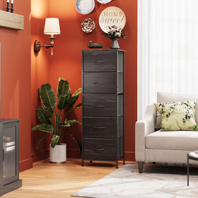 WLIVE tall storage dresser side view highlights slim profile for small spaces.