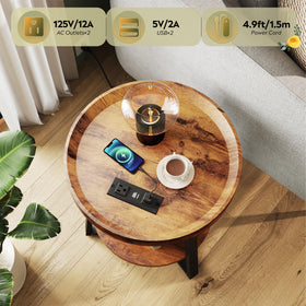 WLIVE two-tier end table provides accessible storage for remotes and books.