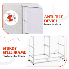 WLIVE white dresser side view shows slim footprint.