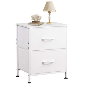 WLIVE white night stand with wooden top for a sturdy bedside surface.